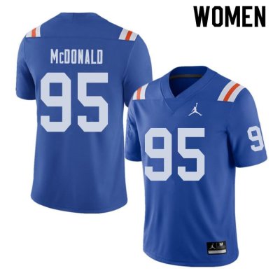 Women's Florida Gators #95 Ray McDonald NCAA Jordan Brand Royal Throwback Alternate Authentic Stitched College Football Jersey UIF0362HQ